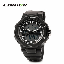 Iguales 50 m resistente al agua hombres de Digital + cuarzo reloj de pulsera deportivo ( 1 x CR2016 / 1 x modelo SR626SW )