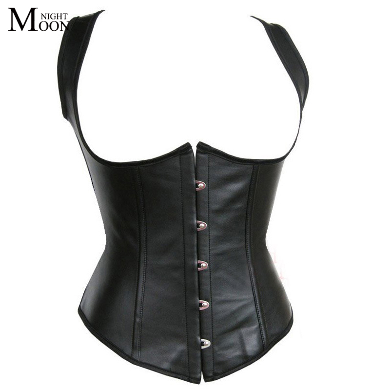 MOONIGHT Cheap Plus Size Gothic Underbust Bustier Sexy Corset Top Black