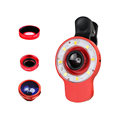 Multi LED Lens Clip on Flash light Fisheye Macro Wide angle Camera Lens for iPhone 6