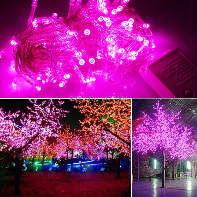 220V EU10M 100 LED Christmas Lights Pink Lights Fairy String Lights Lamp for Christmas Holiday ...
