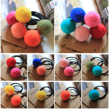 Korea imports all handmade wool felt ball hair ring hair rope wholesale hair accessories for women girl children Free Shipping