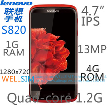 Original Lenovo S820 Multi language Mobile phone 4.7IPS 1280×720 MTK6589 Quadcore1.2G 1GRAM 4GROM  Android4.2 13MP