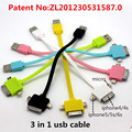 3 in 1 usb cable Charging and data sync Applicable to riphone5 smartphone celular android phone
