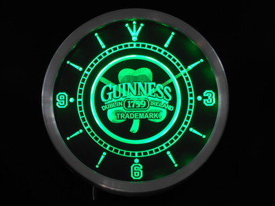 nc0108-g Guinness 1759 Shamrock Bar Beer Neon Sign LED Wall Clock Wholesale Dropshipping