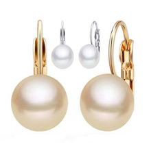 woman fashion pearl earrings French ear hook earrings gold silver ball earrings jewelry gift E003