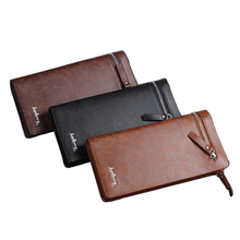 Baellerry Brand New Men Wallet Fashion Black Mens Long Wallet Leather Genuine Zipper Coin Purse Wallet