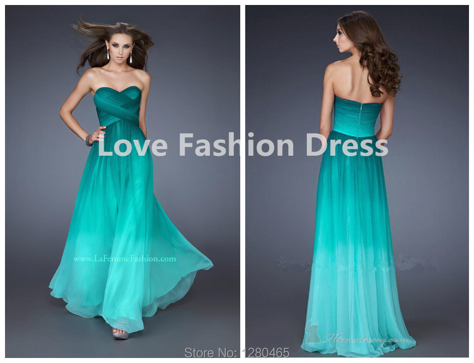 teal ombre bridesmaid dresses