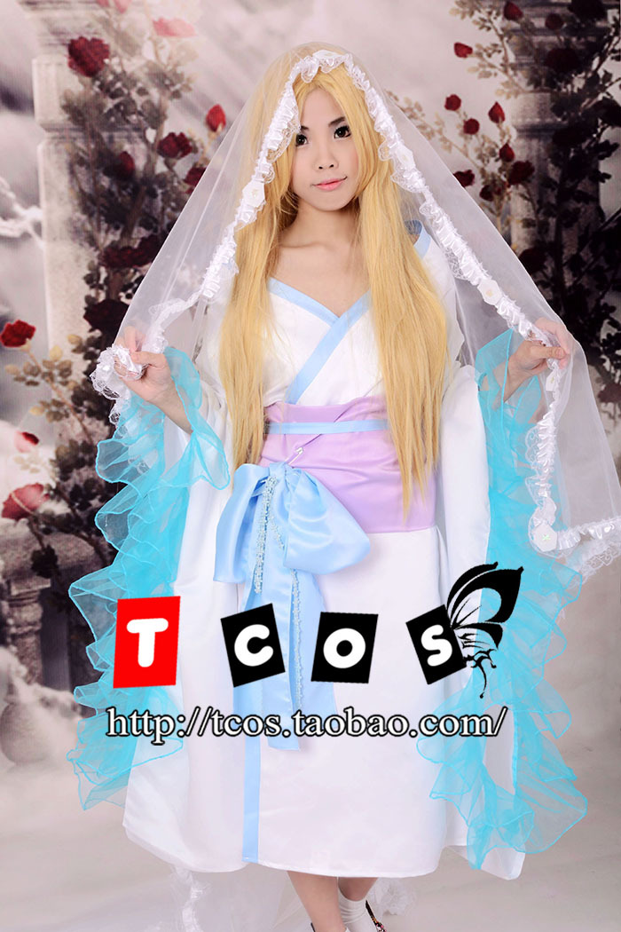 Free Shipping! Newest! Inu x Boku SS Yukinokouji Nobara Kimono Veil Cosplay Costume ,Perfect custom for you!