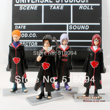 Free Shipping Anime Naruto Akatsuki Uchiha Sasuke Uzumaki Nagato Pain Action Figures PVC Model Toys set of 4 NTFG028
