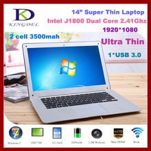 14.1″ Laptop Computer Ultrabook, Intel Celeron J1800 Dual Core 2.41-2.58Ghz CPU, 8GB RAM,1TB HDD, 1080P, Windows 7