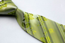 NT0302 Green Gray Floral Man s Classic Business Wedding Party Fashion Tie Luxury Jacquard Woven Silk