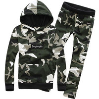 new arrival 2015 leisure cotton sweatshirt men sports print camouflage pullover man tracksuits casual clothing set Free shipping