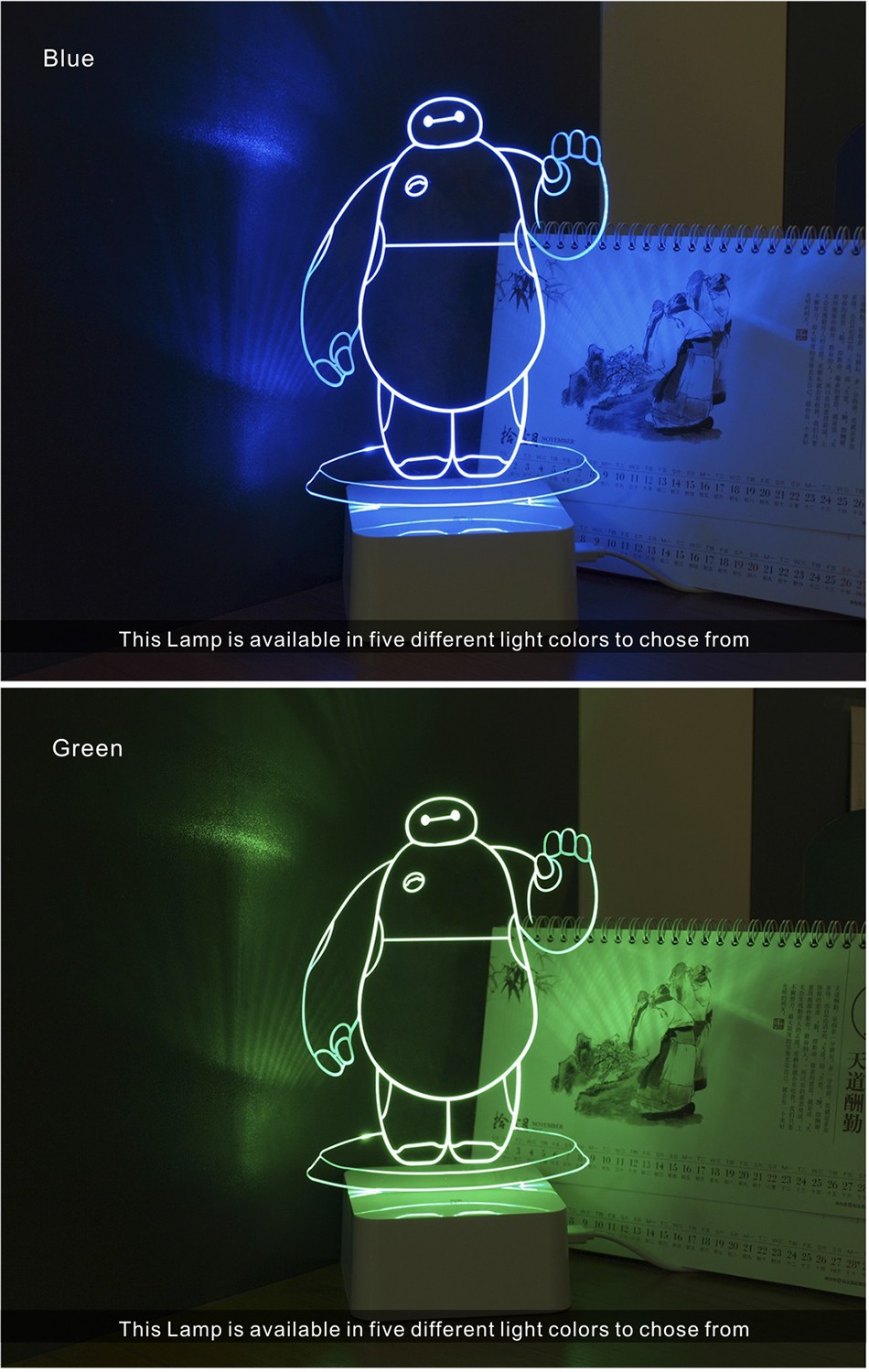 CNHIDEE Creative Holiday Gifts for Children bay max Dabai 3D Led Light Touch Table Lamp as Home Decor Nightlights (4)