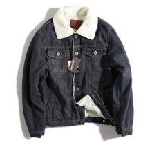Free Shipping 2016 New Winter Men’s Jeans Jacket High Quality Fur Collar Wool Denim Casual Jacket With Thick Coat Veste Homme
