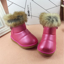NEW Real Rubbit fur children s snow boots EU21 30 kids girls warm Shoes baby plush
