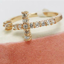The New Exquisite Gold Plated Cross Adjustable Alloy Ring Korean Fashion Jewelry fashion rings rings for