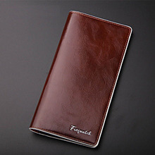 Famous designer brand men s genuine leather long Wallet Oil wax Ultra thin Smooth face casual