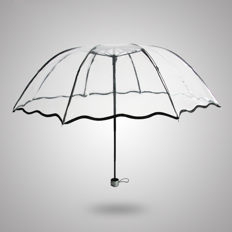 1Pcs Folding Umbrella Color Transparent Umbrella Rain Women Non-automatic Umbrella For Outdoor Fashion Tools