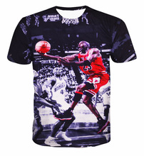 Merek pasang pria lengan pendek t-shirt, 2016 baru kedatangan pencetakan Michael basket 3D pakaian favorit, Plus ukuran