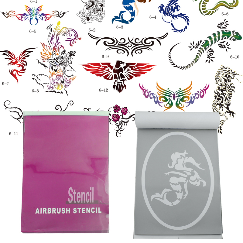 OPHIR 14x Super Big Airbrush Patterns for Airbrushing Temporary Tattoo Body Painting Stencils Booklet Set _STE6
