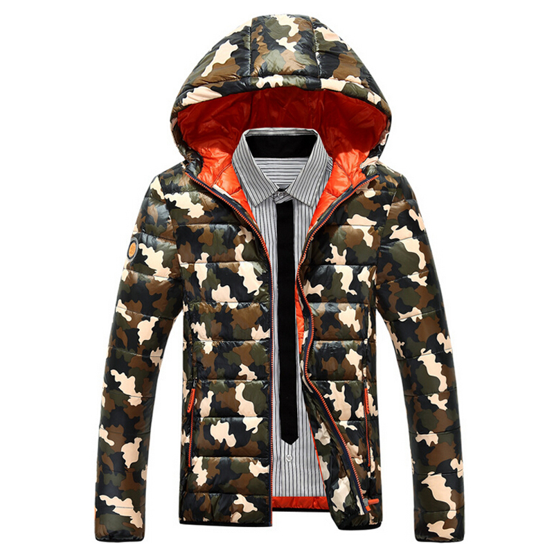 Здесь можно купить  Camouflage Down Jackets Coat Mens New Designer Brand Fashion Winter Jacket Camo Hooded Outwear Outdoor Slim Fit Casual Coats 3XL  Одежда и аксессуары