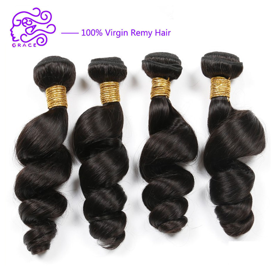 brazilian loose wave virgin hair 4 bundles brazilian human hair 6A unprocessed virgin brazilian hair loose wave curly extensions
