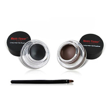 WholesaleHot Sales Brown Black Colors Eyeliner Gel+2Pcs Brushes Makeup Cosmetic SetsFree&DropShipping