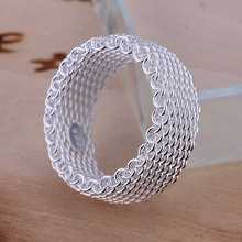 Free Shipping 925 Sterling Silver Ring Fine Fashion Net Ring Women Men Gift Silver Jewelry Finger