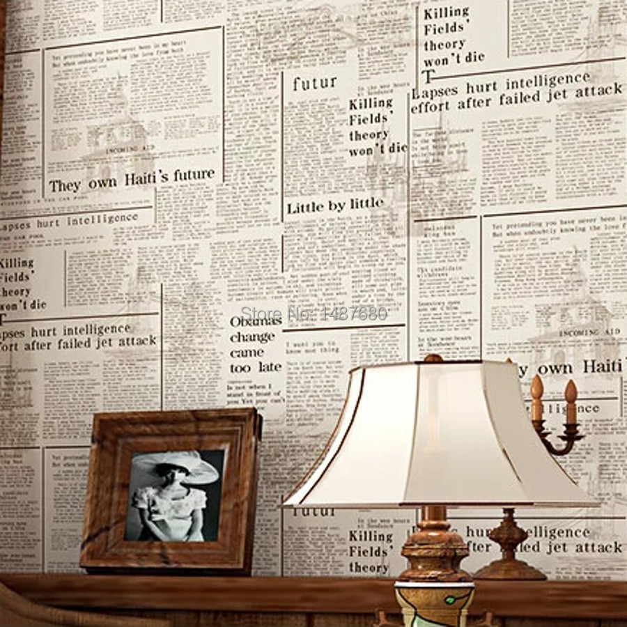 American English newspaper retro nostalgia wallpaper papel de parede 3D wallpaper Non Woven wallpaper bedroom living room paper