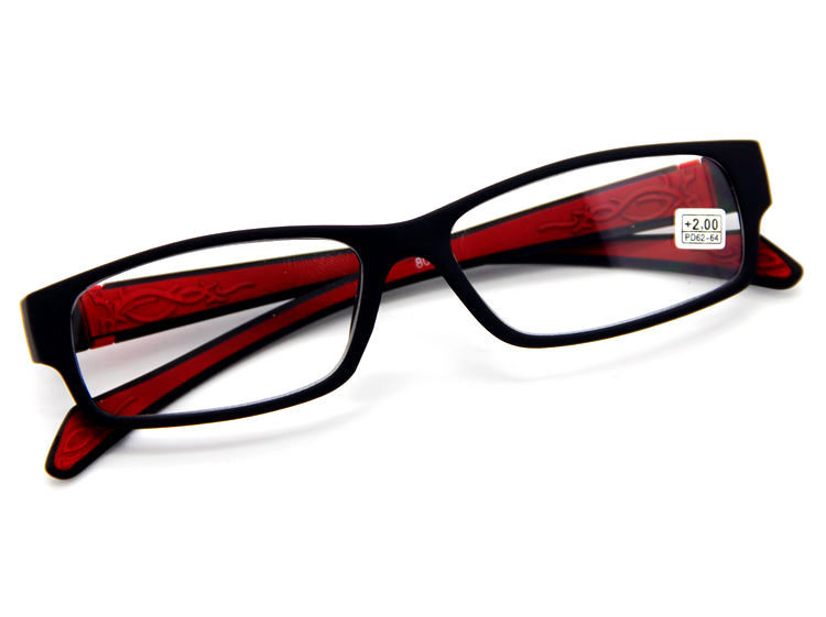 Mens Women Rubber Coated Frame Grip Reading Glasses Black & Red Many