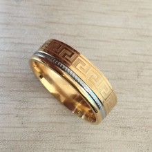 Square Fashion Accessories Simple Two Colors Golden And Sliver Great Wall Men Male Ring Titanium 316L Stainless Steel Rings