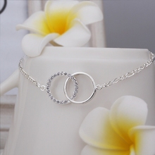SA005 New Arrival Silver Crystal Circle Foot Bracelet Sexy Anklets For Women Barefoot Sandals Jewelry Leg Chain