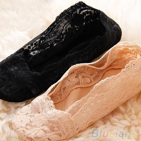 Fashion Women s Cotton Lace Antiskid Invisible Liner Low Cut Socks 1OWN