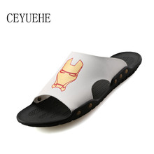 Summer Casual Flat Sandals Men Flip Flop Iron Sandal Casual Male Celebrity Sandals Monster Leather Slides Home Slipper