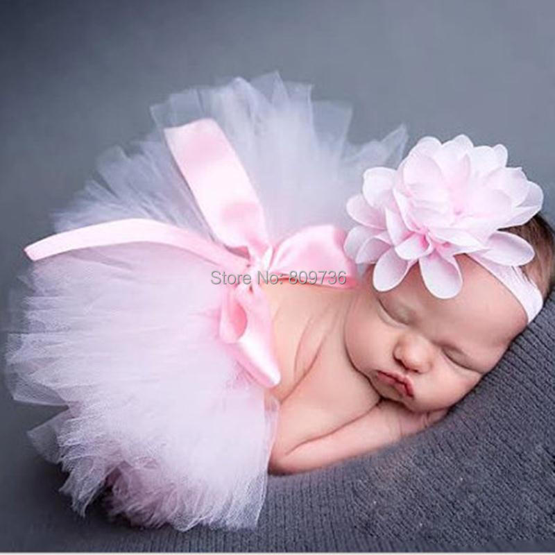 Newborn Baby Girls Headband +Tutu Skirt Clothes Photo Prop Costume