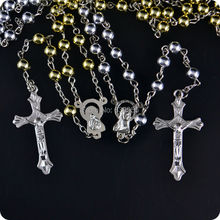 Rosary Beads INRI JESUS Cross Crucifix Pendant Necklace Catholic Fashion Religious jewelry Wholesale