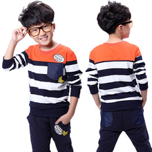 Striped long sleeved uniforms boys fall paragraph two piece suit children sports suits children s wear