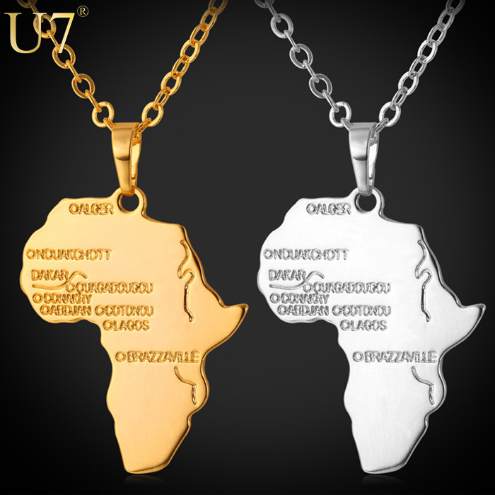 Africa Pendant 2015 New Platinum 18K Real Gold Plated Unisex Women Men Fashion African Map Pendant