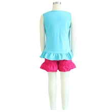 ShiJ 2015 summer style cotton girl bib t shirt with ruffles shorts 2pcs set summer baby