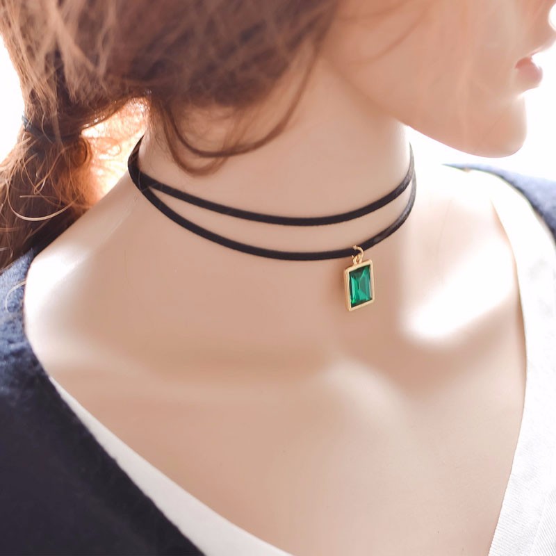 Fashion Gold Plated Square Pendant Statement Women Choker Necklace Jewelry Black Luxury Neck Multilayer Necklaces 620088