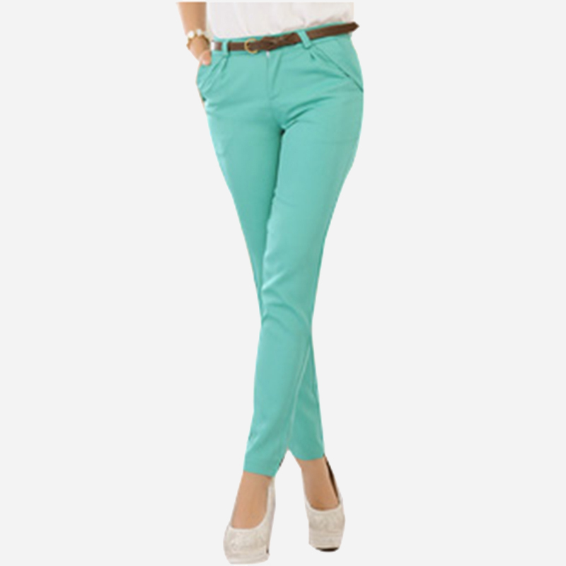 High Street Fashion 2015 spring roll up hem fashion pants plus size women casual pants overalls