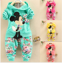 2014 new fashion Spring Autumn baby girls Sport suit set minnie children hoodies pants clothes sets