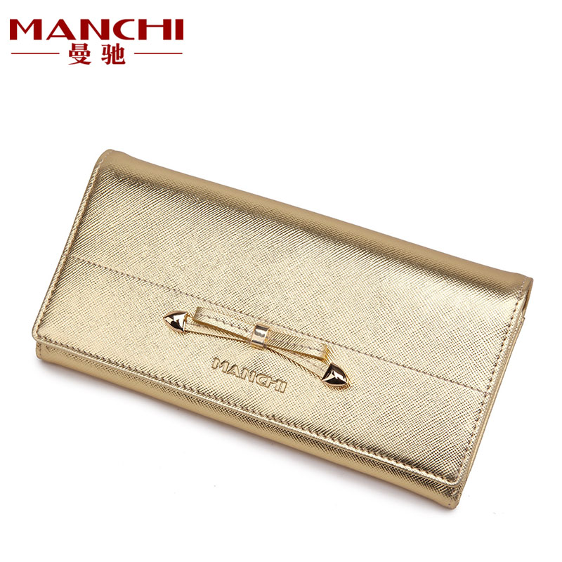 new fashion 2014   women's  wallet cowhide long wallet design cross wallet gold  clutch purses