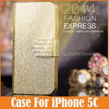 New Luxury diamond Bling Flip Capa For Apple iphone 5c 5 c case Luxury women Shiny Leather Cover Mobile Phone Bags Accessories