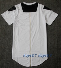 Fashion Men Swag Leather T-shirt Extend New Long Back Gold Zipper Hip Hop T Shirt Spell leather Tyga Tops Tees