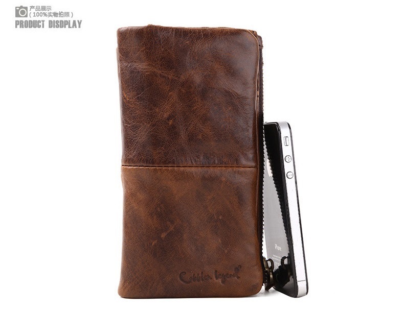 Hot Sales 2015 New Brand Men's Casual Long Wallet Genniune Leather