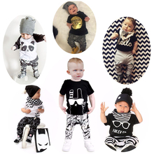 2016 New summer baby boy clothes cotton Fashion letters printed T-shirt+pants 2pcs baby boys clothing set infant 2pcs suit