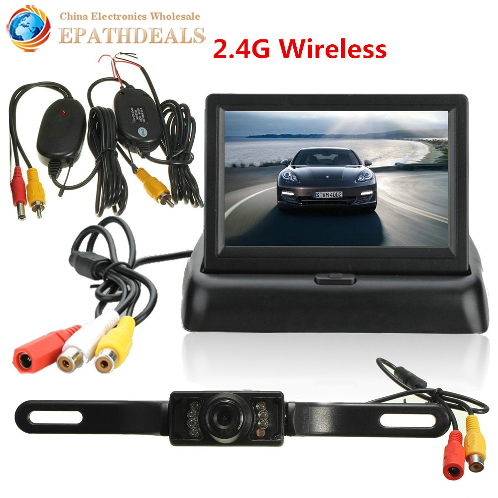 4.3'' Foldable LCD Monitor Wireless IR Night Vision Rearview Reverse Camera Kit 4.3'' Foldable LCD Monitor Wireless IR Night Vision Rearview Reverse Camera Kit
