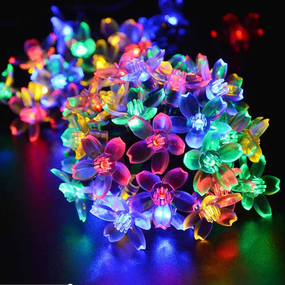 Holiday Lighting Solar Powered 7M 50 Leds Outdoor Cherry Blossoms Christams String Light Garden Solar Light Wedding Garden Lamps Holiday Lighting Solar Powered 7M 50 Leds Outdoor Cherry Blossoms Christams String Light Garden Solar Light Wedding Garden Lamps