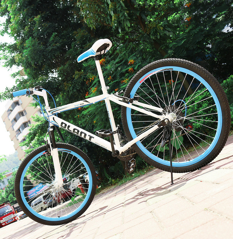 Hot New Mountain Bike Double V Brake Bicycle White Blue Frame Bike Outdoor Leisure Sports Bike